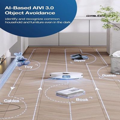 ECOVACS DEEBOT T10 OMNI Robot Vacuum and Mop Combo, Auto Self-Emptying, Auto Mop Cleaning, Hot Air Drying, 5000Pa Suction, OZMO TURBO Deep Mopping with Precision Mapping and Obstacle Avoidance, White