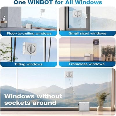 ECOVACS Winbot W2 Omni Potable Window Cleaning Robot, Intelligent Cleaning with Three-Nozzle Wide-Angle Spray Technology, Win SLAM 4.0 Path Planning, Deep Edge Cleaning, 5500Pa Suction Power