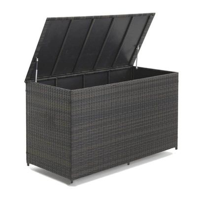 Buy Wooden Twist Polyethylene Rattan Garden Storage Box Weather and Water Resistant Patio Outdoor Storage Chest Store Blanket Cushion Pillow Toy Poly Dark Grey Online Danube Home UAE