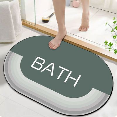 Diatom Mud Anti Slip Bathroom Mat With Printed Design Stylish & Super Absorbent With Soft Material (50X80)