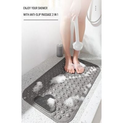سجادة حوض استحمام مضادة للانزلاق للتدليك مع كوب شفط وفتحة تصريف سريعة الجفاف لأرضية الدش (40 × 70 سم)