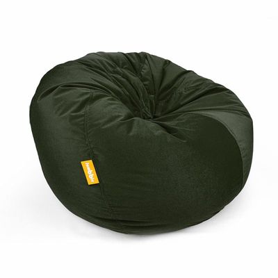 Jumbble Nest Soft Suede Bean Bag with Filling | Cozy Bean Bag Best for Lounging Indoor | Kids & Adult | Soft Velvet Fabric | Filled with Polystyrene Beads (Kids, Dark Green)