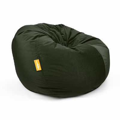 Jumbble Nest Soft Suede Bean Bag with Filling | Cozy Bean Bag Best for Lounging Indoor | Kids & Adult | Soft Velvet Fabric | Filled with Polystyrene Beads (Kids, Dark Green)
