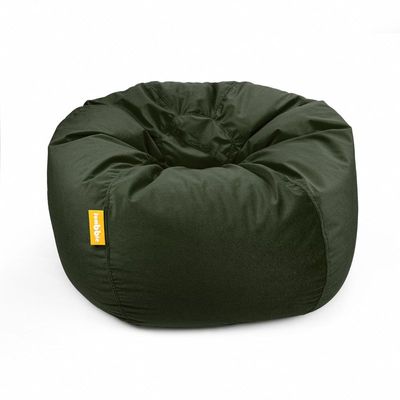 Jumbble Nest Soft Suede Bean Bag with Filling | Cozy Bean Bag Best for Lounging Indoor | Kids & Adult | Soft Velvet Fabric | Filled with Polystyrene Beads (Kids, Dark Green)