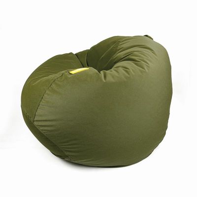 Jumbble Classic Round Soft Suede Bean Bag with Filling | Cozy Bean Bag Perfect for Lounging | Adults & Kids | Soft Velvet Fabric | Filled with Polystyrene Beads (Army Green, Small)