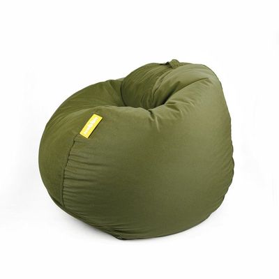 Jumbble Classic Round Soft Suede Bean Bag with Filling | Cozy Bean Bag Perfect for Lounging | Adults & Kids | Soft Velvet Fabric | Filled with Polystyrene Beads (Army Green, Small)