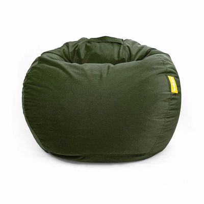 Jumbble Classic Round Soft Suede Bean Bag with Filling | Cozy Bean Bag Perfect for Lounging | Adults & Kids | Soft Velvet Fabric | Filled with Polystyrene Beads (Dark Green, Small)