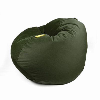 Jumbble Classic Round Soft Suede Bean Bag with Filling | Cozy Bean Bag Perfect for Lounging | Adults & Kids | Soft Velvet Fabric | Filled with Polystyrene Beads (Dark Green, Large)