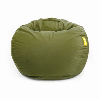 Jumbble Classic Round Soft Suede Bean Bag with Filling | Cozy Bean Bag Perfect for Lounging | Adults & Kids | Soft Velvet Fabric | Filled with Polystyrene Beads (Army Green, XL)