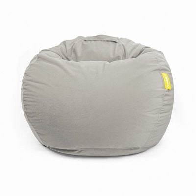 Jumbble Classic Round Soft Suede Bean Bag with Filling | Cozy Bean Bag Perfect for Lounging | Adults & Kids | Soft Velvet Fabric | Filled with Polystyrene Beads (Grey, XL)