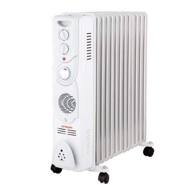 Crownline 13-Fins Oil Filled Radiator Heater, 3-Power Output Settings 1000/1500/2500W, with Overheat Protection, 24-Hrs Timer 