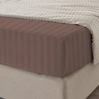 BYFT Tulip (Dark Brown) Single Size Flat Sheet with 1 cm Satin Stripe (160 x 280 Cm-Set of 1 Pc) 100% Cotton, Soft and Luxurious Hotel Quality Bed linen-300 TC