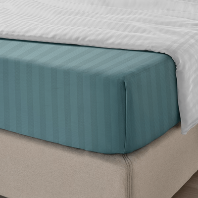 BYFT Tulip (Sea Green) Single Size Flat Sheet with 1 cm Satin Stripe (160 x 280 Cm-Set of 1 Pc) 100% Cotton, Soft and Luxurious Hotel Quality Bed linen-300 TC