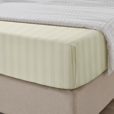 BYFT Tulip (Cream) Single Size Flat Sheet with 1 cm Satin Stripe (160 x 280 Cm-Set of 1 Pc) 100% Cotton, Soft and Luxurious Hotel Quality Bed linen-300 TC