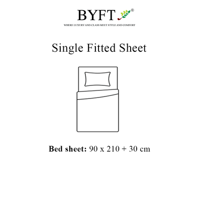 BYFT Orchard Exclusive (White) Single Size Fitted Sheet (90 x 210 + 30 Cm -Set of 1 Pc) Cotton percale Weave, Soft and Luxurious, High Quality Bed linen -180 TC