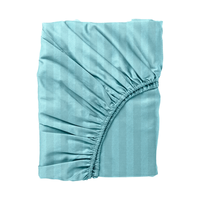 BYFT Tulip (Sea Green) Single Size Fitted Sheet with 1 cm Satin Stripe (90 x 210 + 30 Cm-Set of 1 Pc) 100% Cotton, Soft and Luxurious Hotel Quality Bed linen-300 TC