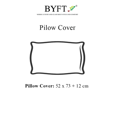 BYFT Tulip (Dark Brown) Pillow Cover with 1 cm Satin Stripe (52 x 73 + 12 Cm-Set of 1 Pc) 100% Cotton, Soft and Luxurious Hotel Quality Bed linen-300 TC