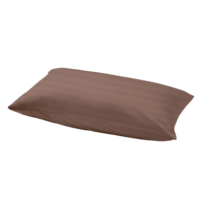 BYFT Tulip (Dark Brown) Pillow Cover with 1 cm Satin Stripe (52 x 73 + 12 Cm-Set of 1 Pc) 100% Cotton, Soft and Luxurious Hotel Quality Bed linen-300 TC