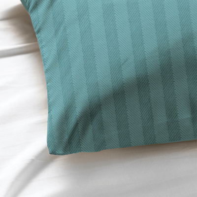 BYFT Tulip (Sea Green) Pillow Cover with 1 cm Satin Stripe (52 x 73 + 12 Cm-Set of 1 Pc) 100% Cotton, Soft and Luxurious Hotel Quality Bed linen-300 TC