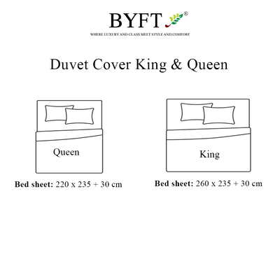 BYFT Orchard Exclusive (White) Queen Size Duvet Cover (225 x 245 + 30 Cm -Set of 1 Pc) Cotton percale Weave, Soft and Luxurious, High Quality Bed linen -180 TC