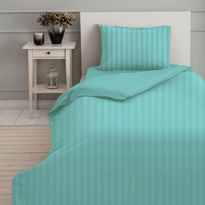 غطاء لحاف مقاس فردي  توليب (أخضر بحري) (165 × 245 + 30 سم - مجموعة من قطعة واحدة) 100% قطن، أغطية سرير ناعمة وفاخرة بجودة الفنادق - 300 TC