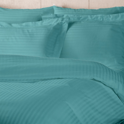  توليب (أخضر بحري) غطاء لحاف مقاس كوين مع شريط ساتان 1 سم (225 × 245 + 30 سم - مجموعة من قطعة واحدة) 100% قطن، أغطية سرير ناعمة وفاخرة بجودة الفنادق - 300 TC
