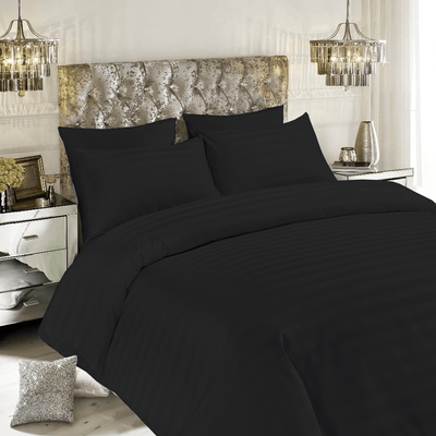 BYFT Tulip (Charcoal) Queen Size Duvet Cover with 1 cm Satin Stripe (225 x 245 + 30 Cm-Set of 1 Pc) 100% Cotton, Soft and Luxurious Hotel Quality Bed linen-300 TC