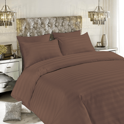 BYFT Tulip (Dark Brown) King Size Duvet Cover with 1 cm Satin Stripe (245 x 265 + 30 Cm-Set of 1 Pc) 100% Cotton, Soft and Luxurious Hotel Quality Bed linen-300 TC