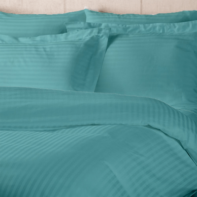 BYFT Tulip (Sea Green) King Size Duvet Cover with 1 cm Satin Stripe (245 x 265 + 30 Cm-Set of 1 Pc) 100% Cotton, Soft and Luxurious Hotel Quality Bed linen-300 TC