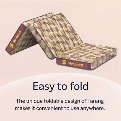 Sleepwell Tarang Foldable Mattress | PU Foam |  Neem Fresche Technology| Single Bed Size (190L x 90W x 10H cm)