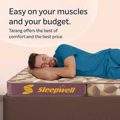 Sleepwell Tarang Foldable Mattress | PU Foam |  Neem Fresche Technology| Single Bed Size (190L x 90W x 10H cm)