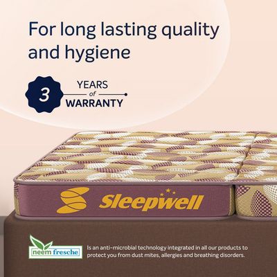 Sleepwell Tarang Foldable Mattress | PU Foam |  Neem Fresche Technology| Single Bed Size (190L x 90W x 10H cm)