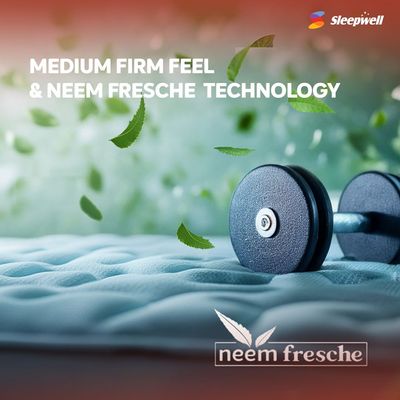 Sleepwell Utsav 2.0 | Resitec Foam | King Bed Size | Medium Firm | Neem Fresche Technology | Anti Sag Mattress (200L x 180W x 15H cm)