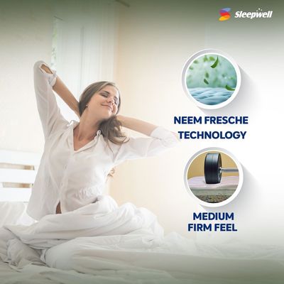 Sleepwell Durafirm 2.0 | Visco Medicated Foam | Queen Bed Size | Medium Firm | Neem Freshce Technology | Anti Sag Mattress (200L x 160W x 15H cm)