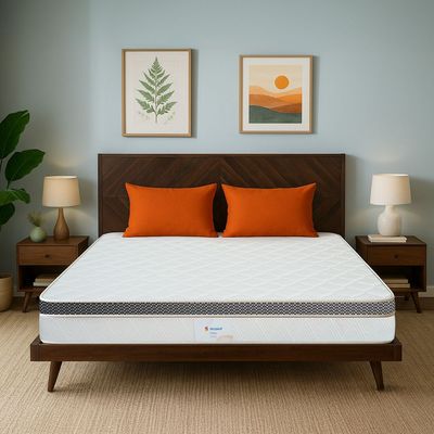Sleepwell Fitrest Classic | Acuprofile PU Foam | Queen Bed Size | Medium Firm | Neem Fresche Technology | Anti Sag Mattress (200L x 160W x 20H cm)