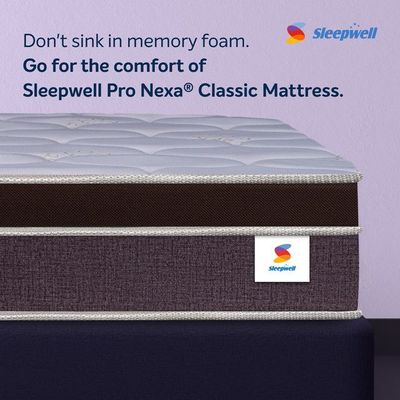 Sleepwell Nexa Classic | Resitec Foam | Single Bed Size | Medium Firm | Neem Fresche Technology | Anti Sag Mattress (200L x 90W x 25H cm)