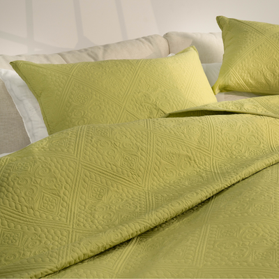 3Pcs 100% Reversible Cotton Quilt Set Moroccan Green Super King Size