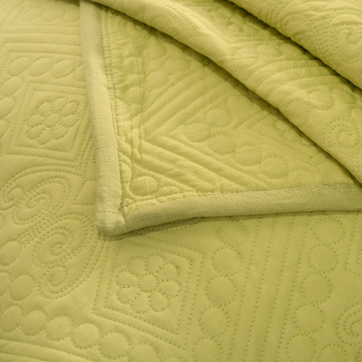 3Pcs 100% Reversible Cotton Quilt Set Moroccan Green Super King Size