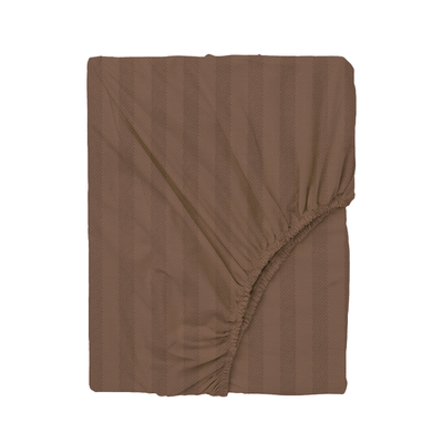 BYFT Tulip (Dark Brown) Single Size Fitted Sheet and Pillow Covers with 1 cm Satin Stripe (Set of 2 Pcs) 100% Cotton, Soft and Luxurious Hotel Quality Bed linen-300 TC