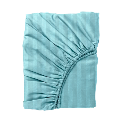 BYFT Tulip (Sea Green) Queen Size Fitted Sheet and Pillow Covers with 1 cm Satin Stripe (Set of 3 Pcs) 100% Cotton, Soft and Luxurious Hotel Quality Bed linen-300 TC