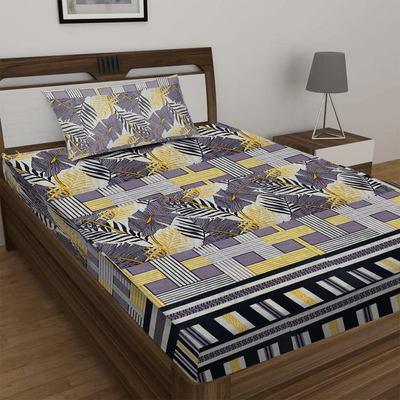 غطاء سرير فاخر بستان 150 × 230 سم كيس وسادة 52 × 73 + 12 سم 144 Tc متعدد الألوان أوراق الخريف بولي قطن مجموعة من 2