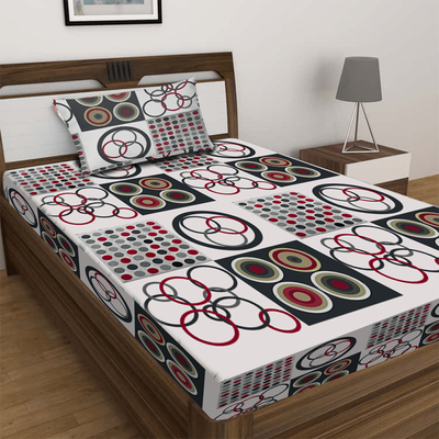 ملاءة سرير فاخرة من بستان مقاس 150 × 230 سم كيس وسادة 52 × 73 + 12 سم 144 Tc متعدد الألوان منقط بولي قطن مجموعة من 2