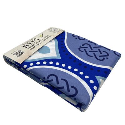 BYFT Orchard Bed Sheet 150 x 230 Cm Pillowcase 52 x 73 + 12 Cm 65 Gsm Blue Portuguese Pattern Printed