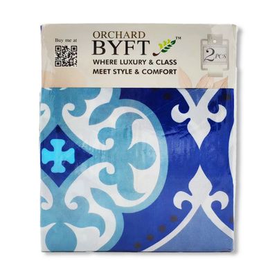 BYFT Orchard Bed Sheet 150 x 230 Cm Pillowcase 52 x 73 + 12 Cm 65 Gsm Blue Portuguese Pattern Printed