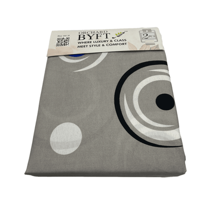 BYFT Orchard Bed Sheet 150 x 230 Cm Pillowcase 52 x 73 + 12 Cm 65 Gsm Grey Abstract Cicular Pattern Printed 100% Microfiber Set of 2