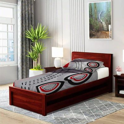 BYFT Orchard Bed Sheet 150 x 230 Cm Pillowcase 52 x 73 + 12 Cm 65 Gsm White With Red Circular Geometric Pattern Printed 100% Microfiber Set of 2