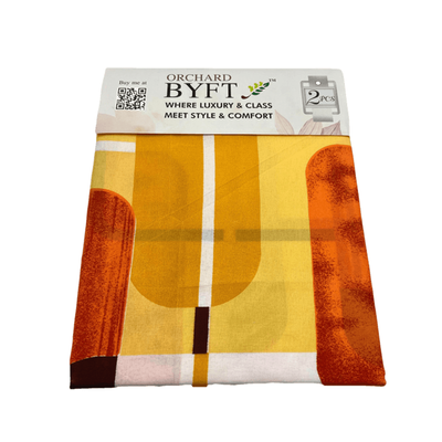 BYFT Orchard Bed Sheet 150 x 230 Cm Pillowcase 52 x 73 + 12 Cm 65 Gsm Yellow Geomatric Tile Pattern Printed 100% Microfiber Set of 2