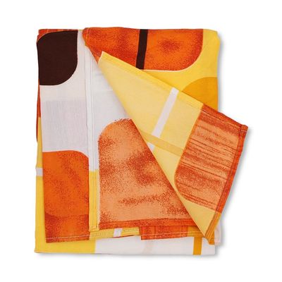 غطاء سرير بستان مقاس 150 × 230 سم كيس وسادة 52 × 73 + 12 سم 65 جرامًا للمتر المربع نمط بلاط هندسي أصفر مطبوع 100% ألياف دقيقة مجموعة من 2