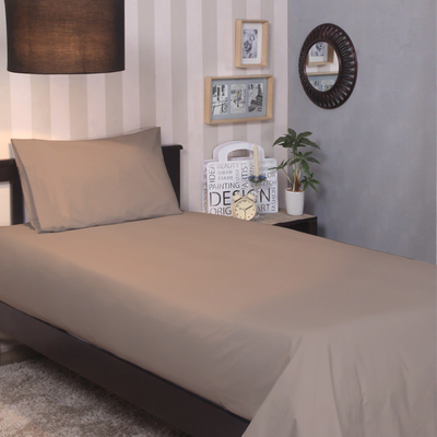 ملاءة مسطحة وأغطية وسادة مقاس كوين من التوليب (الرمال) (مجموعة من 3 قطع) 100% قطن، أغطية سرير ناعمة وفاخرة بجودة الفنادق - 300 TC