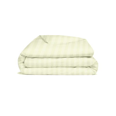 BYFT Tulip (Cream) Single Size Fitted Sheet,Duvet cover and Pillow Covers with 1 cm Satin Stripe (Set of 4 Pcs) 100% Cotton, Soft and Luxurious Hotel Quality Bed linen-300 TC